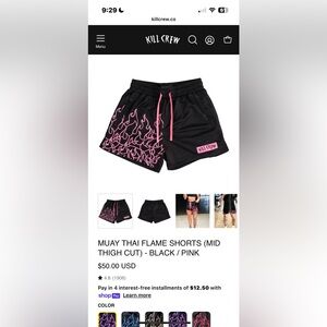 Kill Crew Women's Athletic Shorts - Black and Pink Flames
